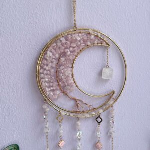 Rose Quartz Moon Sun Catcher - Large