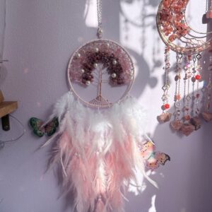 Rose Quartz & Amethyst Tree of Life Dream Catcher