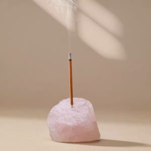Raw Crystal Insense Holder - Rose Quartz
